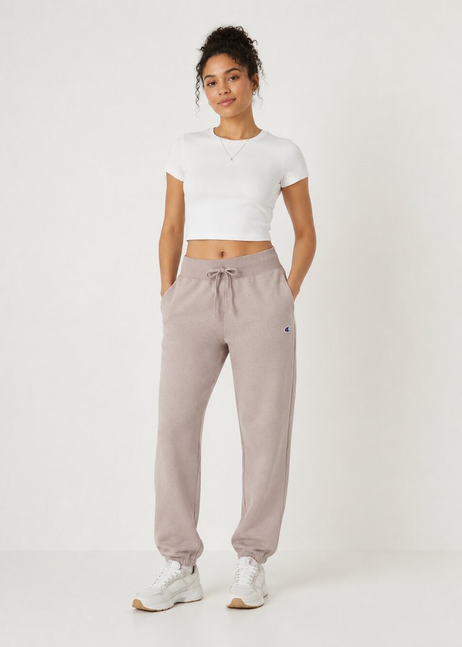 Champion Classic Powerblend Jogger Sweatpants Womens Large Evening Blush M2858